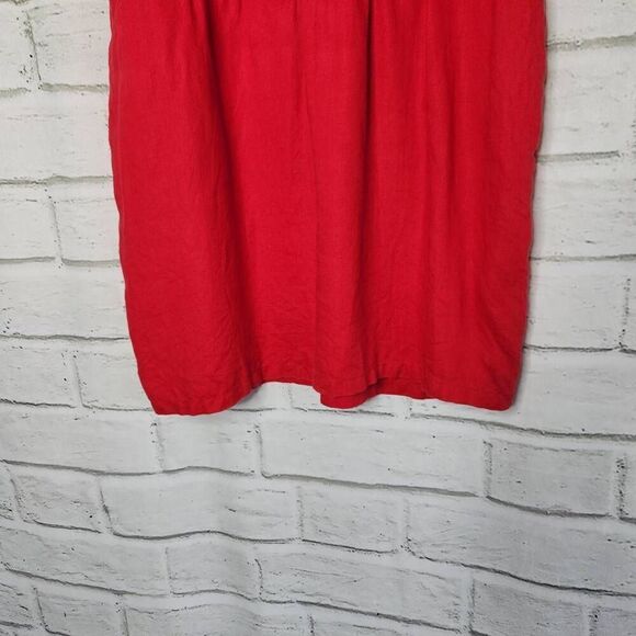 Vivid Womens Red Lagenlook Linen Short Sleeve Midi Dress Size Large - Picture 4 of 11